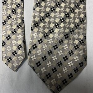 PRONTO UOMO Silk Blend Geometric Pattern Necktie Made in Italy Tuxedo Classic 4"